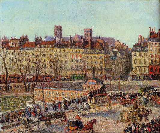 The Baths of Samaritaine, Afternoon, vintage artwork by Camille Pissarro, 12x8" (A4) Poster