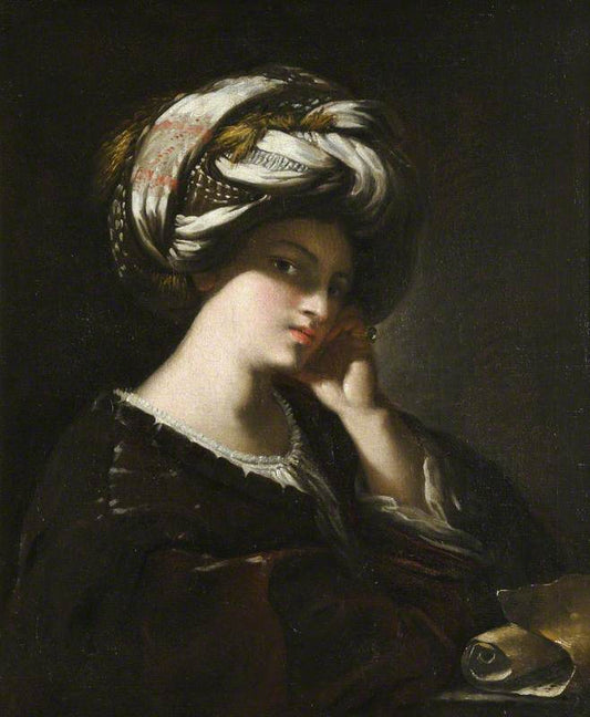 Girl with a Large Turban (A Siby l), vintage artwork by Francesco Cairo, 12x8" (A4) Poster