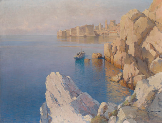 A Cove in Dubrovnik, vintage artwork by Alexei Vasilievich Hanzen, 12x8" (A4) Poster