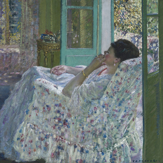 Afternoon - Yellow Room, vintage artwork by Frederick Carl Frieseke, 12x8" (A4) Poster