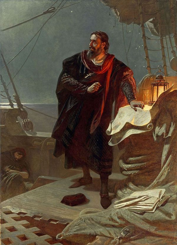 Christopher Columbus, vintage artwork by Carl Theodor von Piloty, 12x8" (A4) Poster