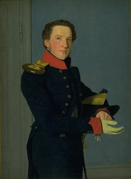 Portrait of the Naval Lieutenant D Christen Schifter Feilberg, vintage artwork by Christen Købke, A3 (16x12") Poster Print