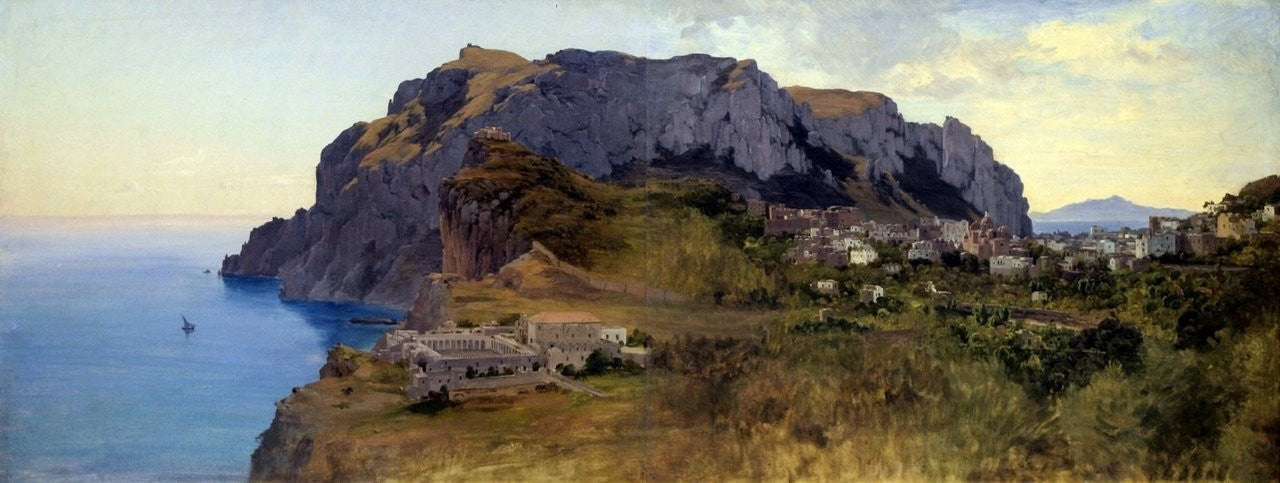 The Island of Capri, vintage artwork by Antal Ligeti, 12x8" (A4) Poster