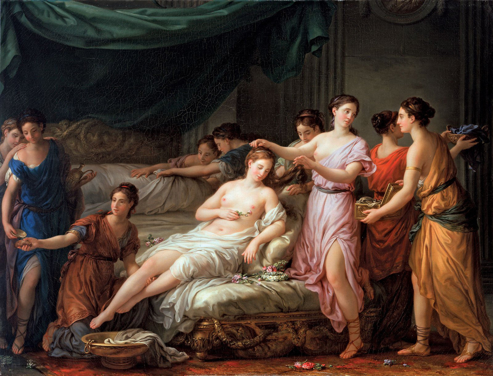 Preparations for the Bride, vintage artwork by Joseph Marie Vien, 12x8" (A4) Poster