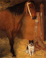 At the Stables, Horse and Dog, vintage artwork by Edgar Degas, 12x8" (A4) Poster