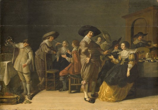 Distinguished Company in a Room, vintage artwork by Anthonie Palamedesz, 12x8" (A4) Poster
