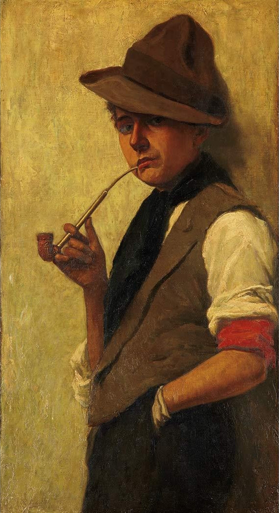 Boy Smoking a Pipe, vintage artwork by Philip Lodewijk Jacob Frederik Sadee, 12x8" (A4) Poster