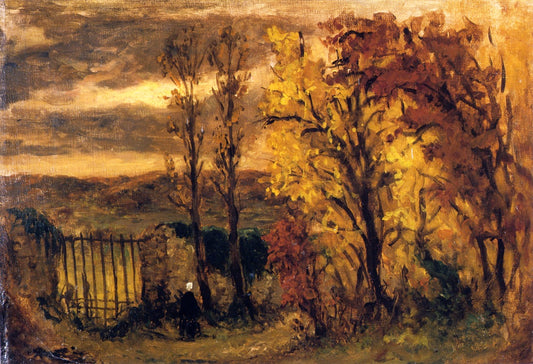 Autumn Landscape, Champrosay, vintage artwork by Eugène Delacroix, A3 (16x12") Poster Print