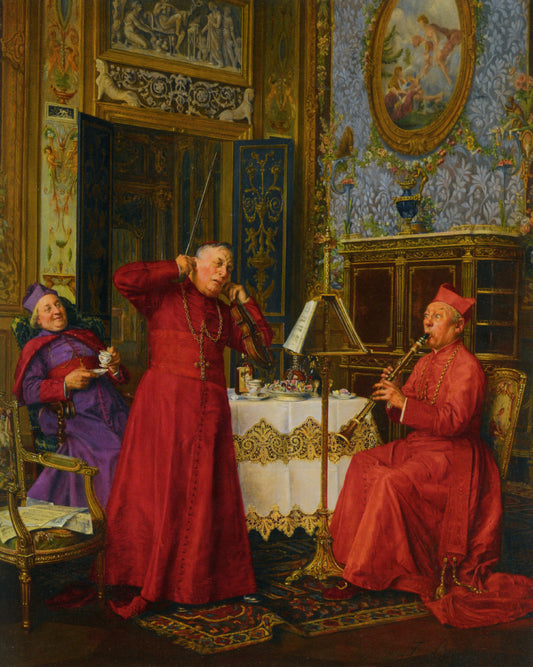 A Discordant Duet, vintage artwork by Francois Brunery, 12x8" (A4) Poster