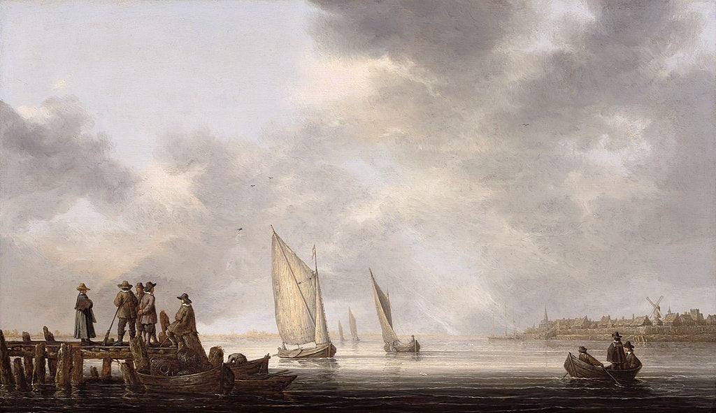 A Pier Overlooking Dordrecht, vintage artwork by Aelbert Cuyp, 12x8" (A4) Poster