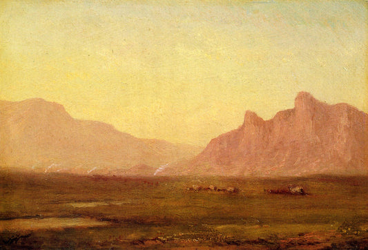 Pink Mountains, vintage artwork by John Williamson, 12x8" (A4) Poster