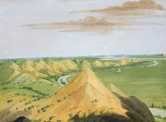 Clay Bluffs, Twenty Miles above the Mandans, vintage artwork by George Catlin, A3 (16x12") Poster Print
