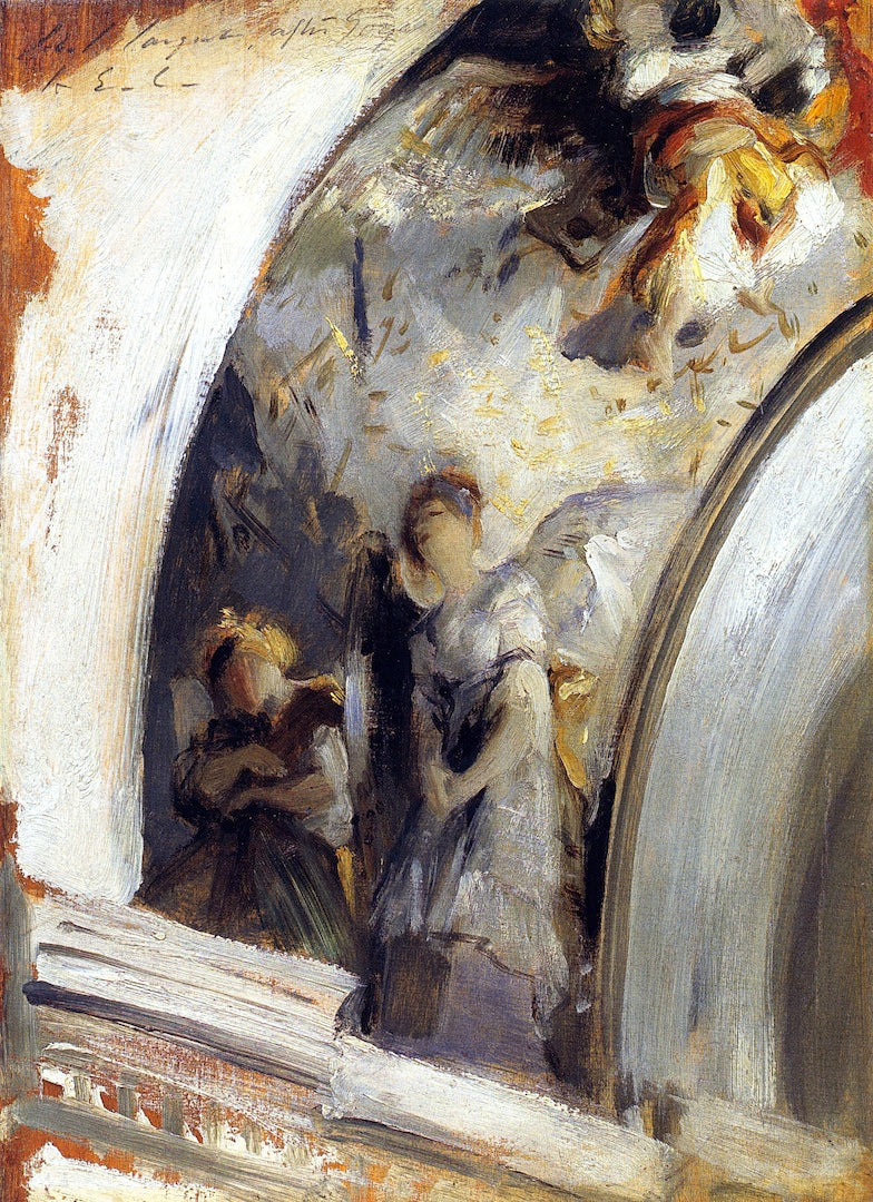 Angels in a Transept (study after Goya), vintage artwork by John Singer Sargent, 12x8" (A4) Poster