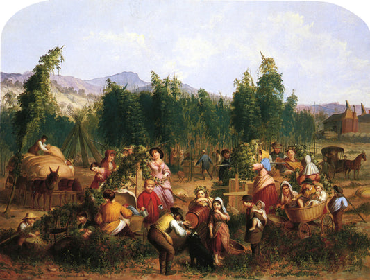 Hop Picking, vintage artwork by Thompkins H Matteson, A3 (16x12") Poster Print