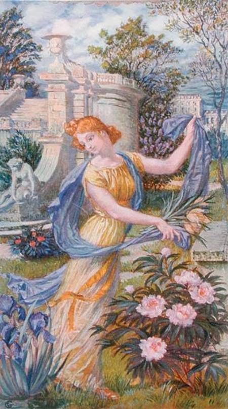 Allegory of Spring, vintage artwork by Eugène Grasset, 12x8" (A4) Poster