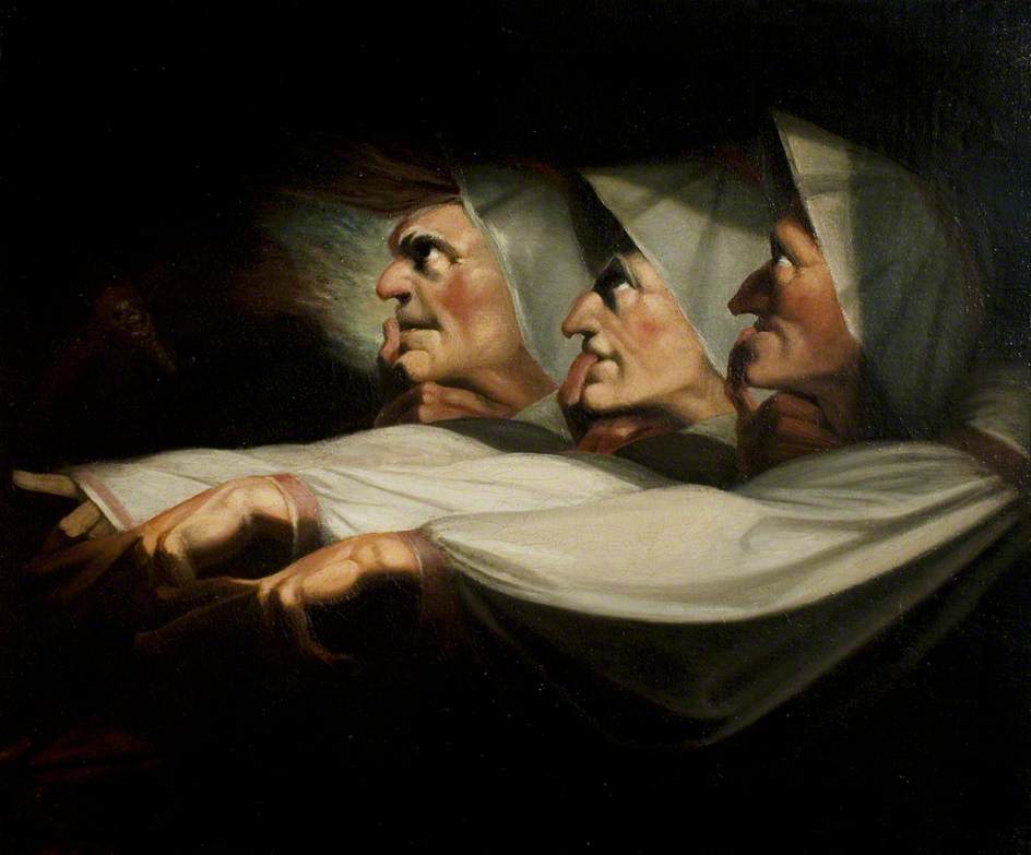 'Macbeth' Act I Scene 3:  The Weird Sisters, vintage artwork by Johann Heinrich Füseli, 12x8" (A4) Poster