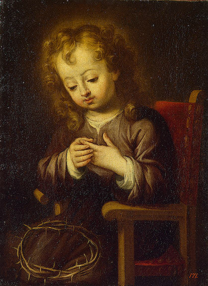 Infant Christ Pricked with the Crown of Thorns, vintage artwork by Attributed to Bartolome Esteban Murillo, 12x8" (A4) Poster