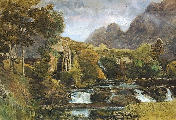 Nant Mill, Caernarvonshire, vintage artwork by James Holland, A3 (16x12") Poster Print