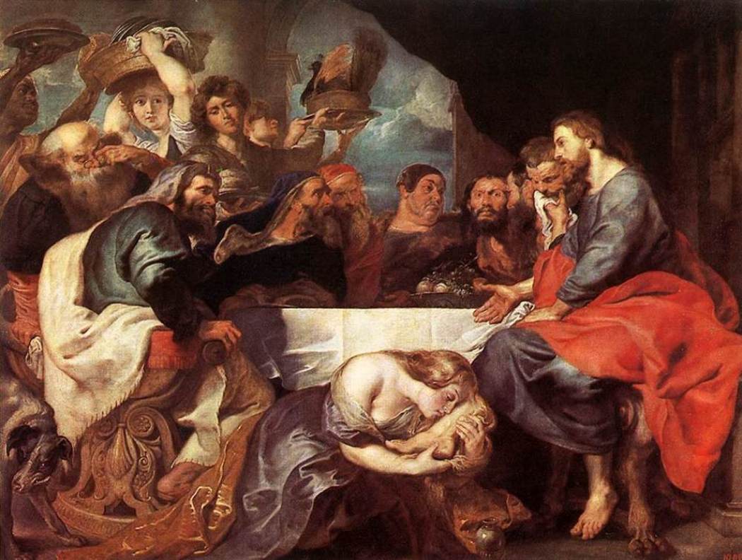 Christ at Simon the Pharisee, vintage artwork by Peter Paul Rubens, 12x8" (A4) Poster