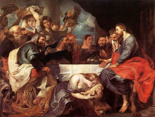 Christ at Simon the Pharisee, vintage artwork by Peter Paul Rubens, 12x8" (A4) Poster