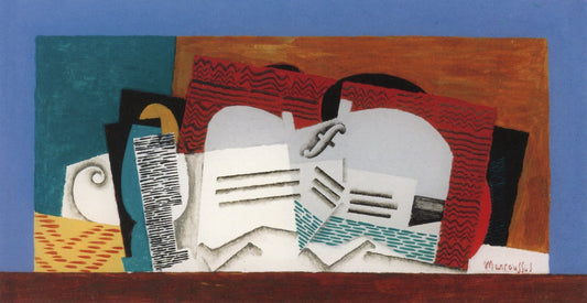 Glass and Violin, vintage artwork by Louis Marcoussis, 12x8" (A4) Poster