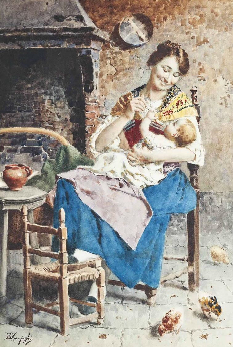 A Happy Mother by Eugenio Zampighi,A3(16x12")Poster