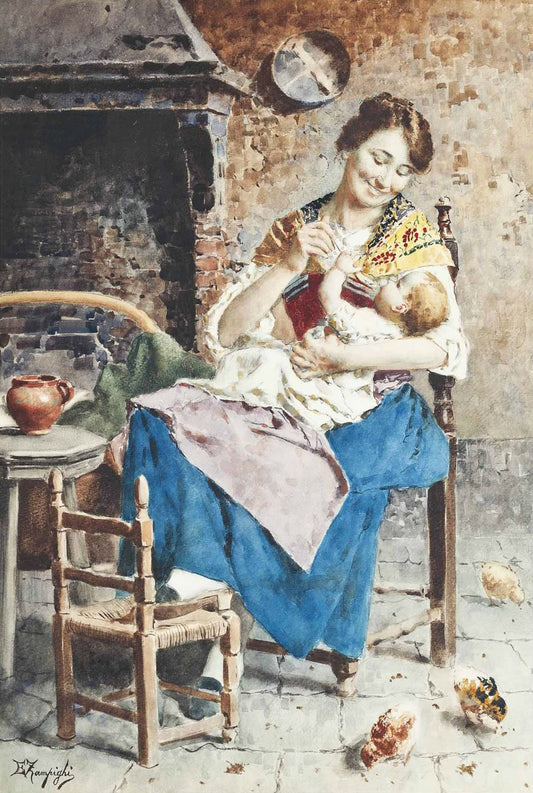 A Happy Mother by Eugenio Zampighi,A3(16x12")Poster