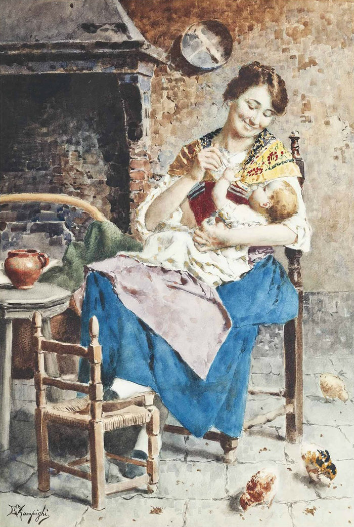 A Happy Mother by Eugenio Zampighi,A3(16x12