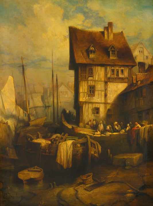 The Busy Port, vintage artwork by Eugène Isabey, A3 (16x12") Poster Print