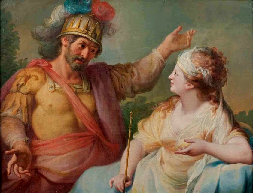 The Meeting between Achilles and Polyxena, vintage artwork by Attributed to Johann Heinrich Tischbein the Elder, 12x8" (A4) Poster
