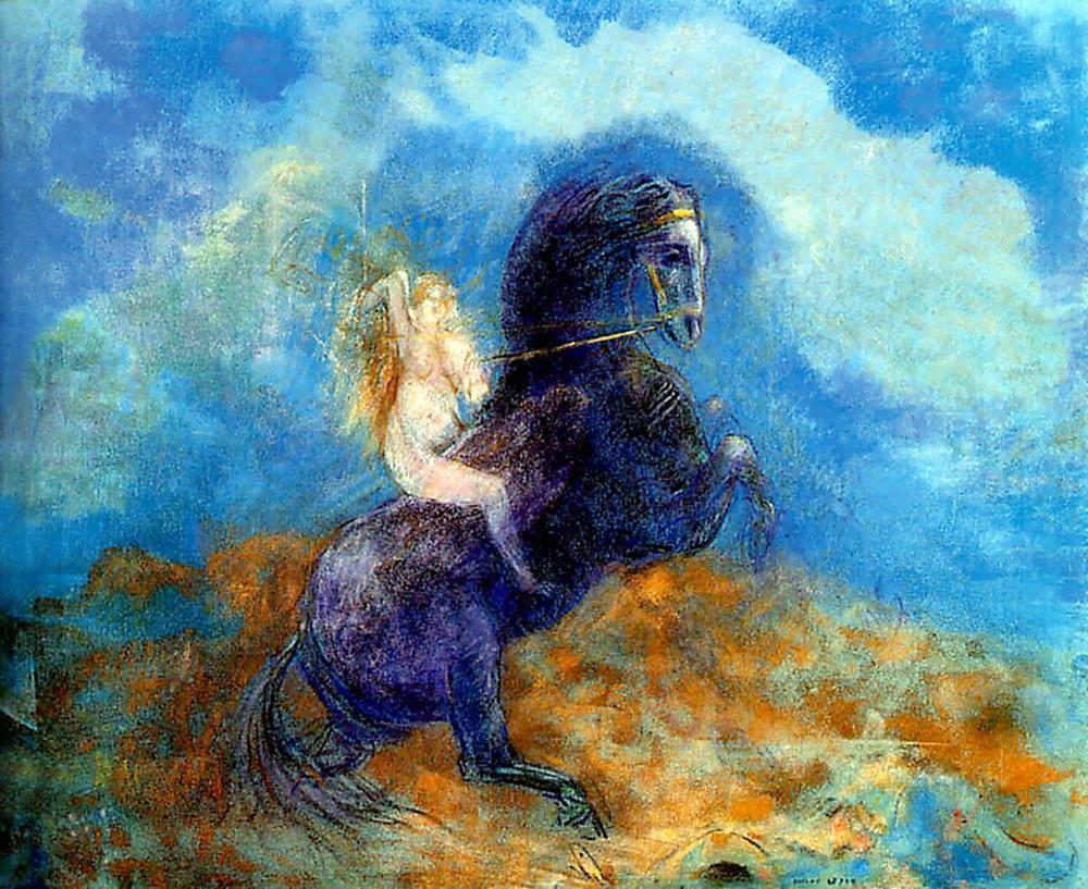 Brunhild, vintage artwork by Odilon Redon, 12x8" (A4) Poster