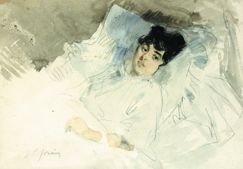 Portrait of a Woman in Her Bed by Jean-Louis Forain,A3(16x12")Poster