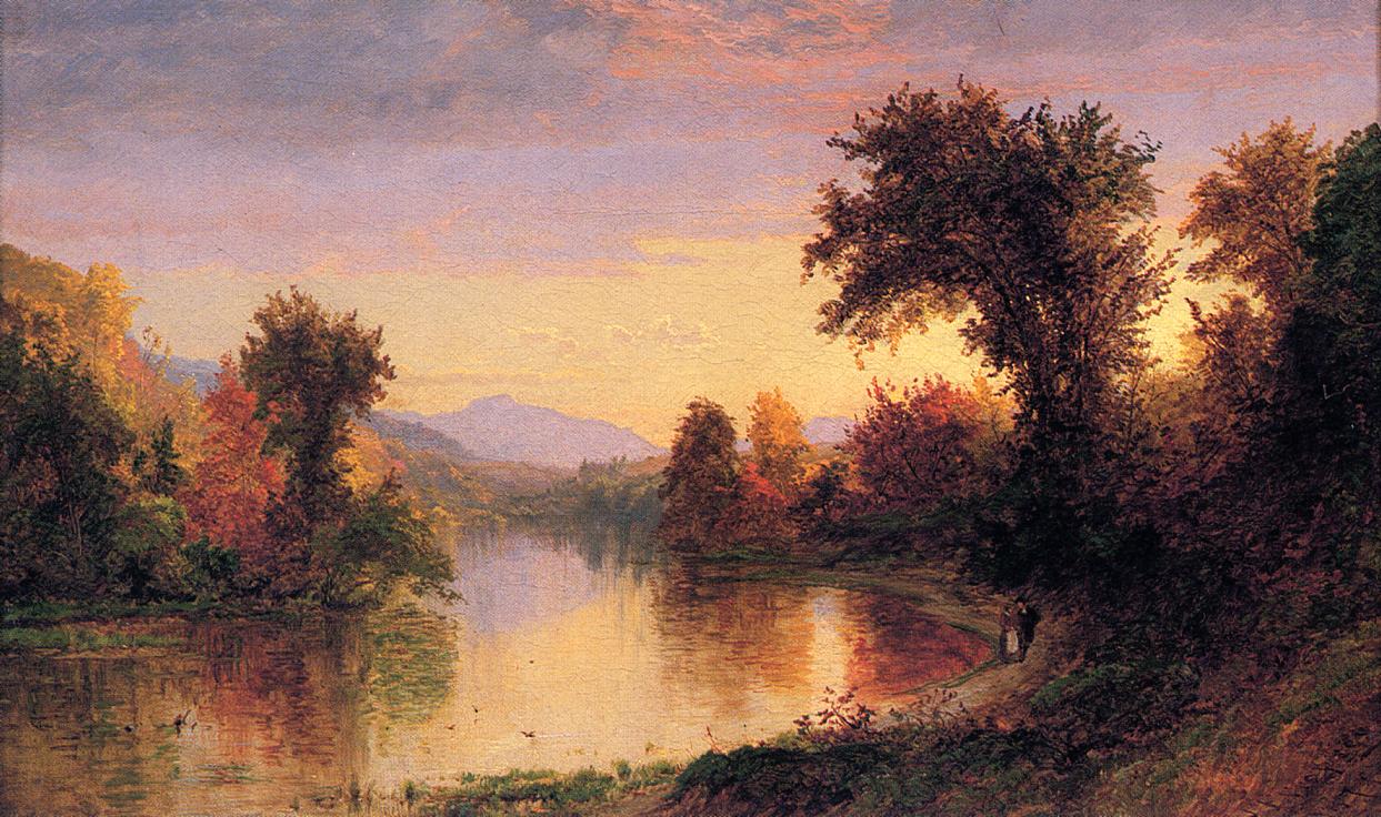 Autumn by  the River, vintage artwork by Jasper Francis Cropsey, 12x8" (A4) Poster