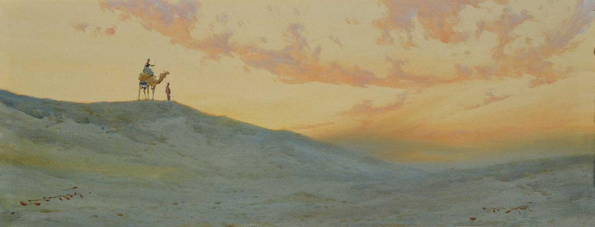 A Desert Skyline, vintage artwork by Augustus Osborne Lamplough, 12x8" (A4) Poster