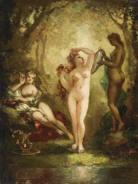 Dancing in the Harem (La danse au harem), vintage artwork by Frederic Borgella, 12x8" (A4) Poster