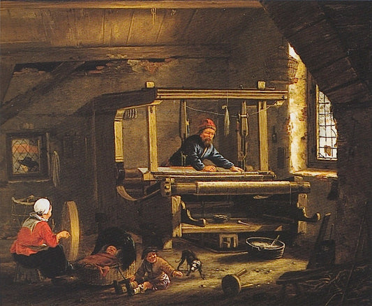 The Weaver's Workplace, vintage artwork by Gillis Rombouts, 12x8" (A4) Poster