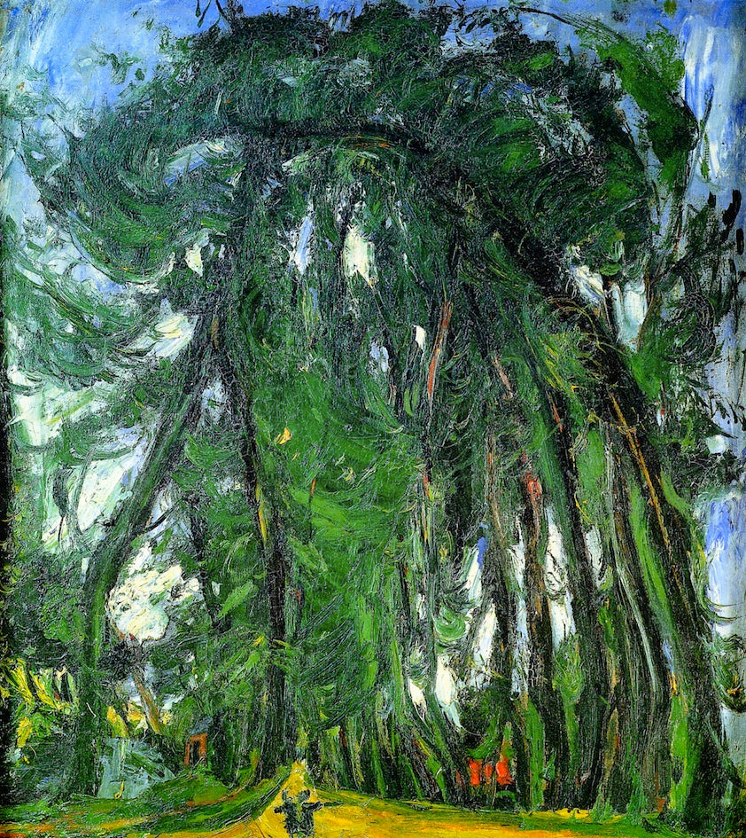 Soutine Poster Alley of Trees, vintage artwork by Chaim Soutine, A3 (16x12