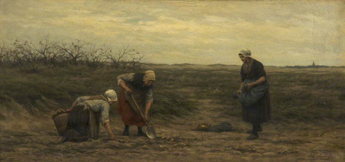 Potato Digging, vintage artwork by Philip Lodewijk Jacob Frederik Sadee, 12x8" (A4) Poster