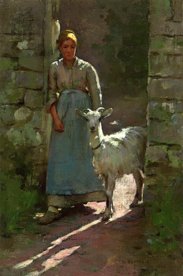 Girl with Goat by Theodore Robinson,A3(16x12")Poster