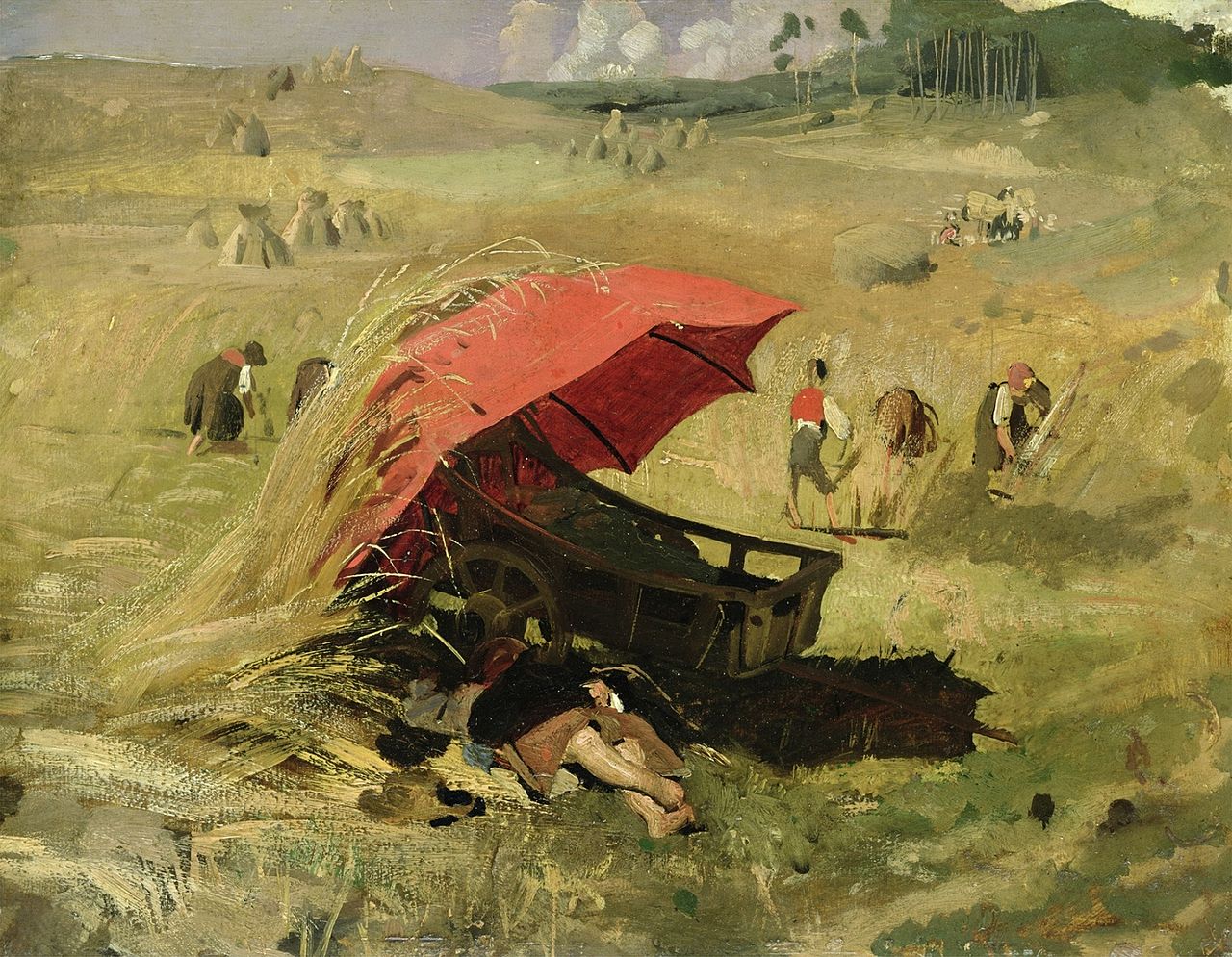 The Red Umbrella, vintage artwork by Franz von Lenbach, 12x8" (A4) Poster