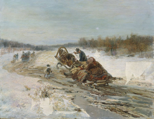 Winter Fun, vintage artwork by Rudolf Frentz, 12x8" (A4) Poster