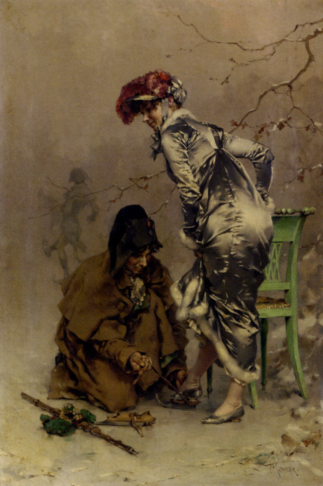 A Winter Escapade, vintage artwork by Frederik Henrdik Kaemmerer, 12x8" (A4) Poster