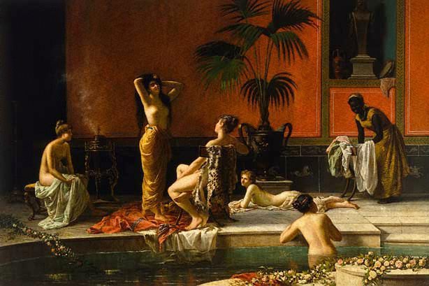 Pompeian Bath, vintage artwork by Nicolo Cecconi, 12x8" (A4) Poster