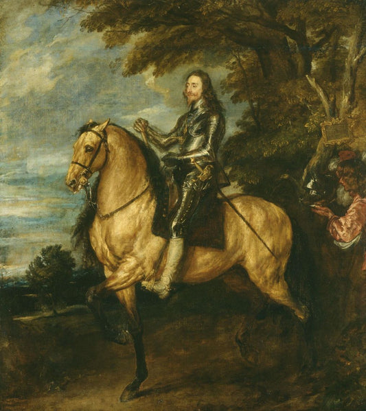 Charles I (1600-1649) on Horseback, vintage artwork by Anthony van Dyck, 12x8" (A4) Poster