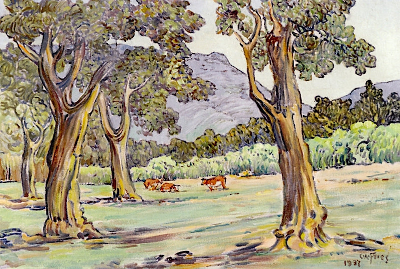 Green Pasture, vintage artwork by Charles A. Fries, 12x8" (A4) Poster