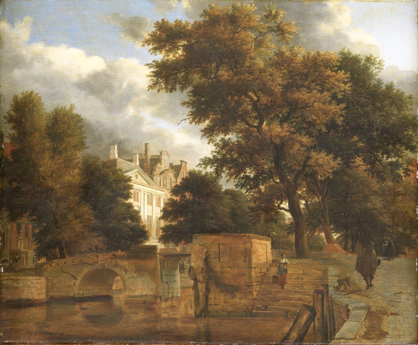 The Stone Bridge, vintage artwork by Jan van der Heyden, 12x8" (A4) Poster