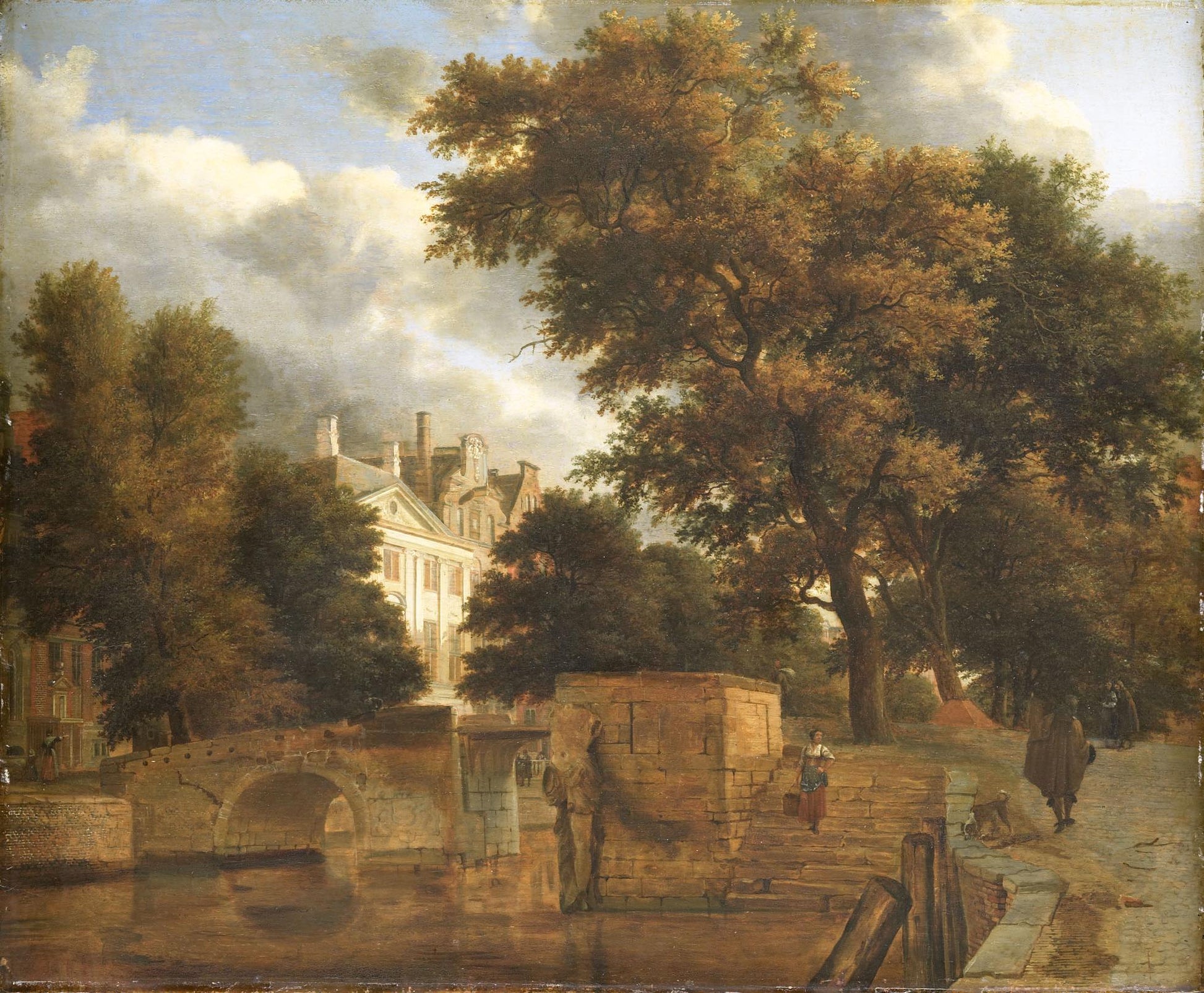 The Stone Bridge, vintage artwork by Jan van der Heyden, 12x8" (A4) Poster