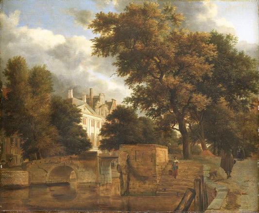 The Stone Bridge, vintage artwork by Jan van der Heyden, 12x8" (A4) Poster