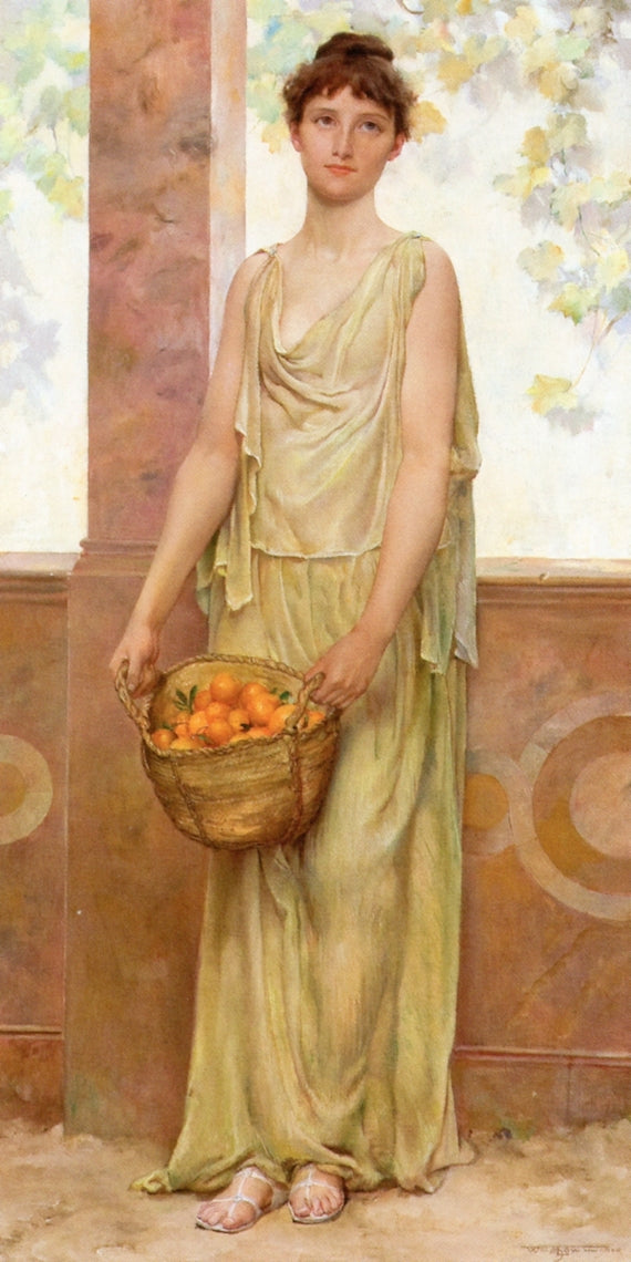 Basket of Oranges, vintage artwork by Will Hicok Low, 12x8" (A4) Poster