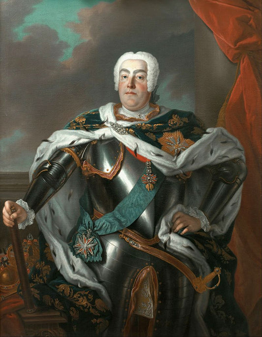 Portrait of Augustus III of Poland, vintage artwork by Louis de Silvestre, 12x8" (A4) Poster